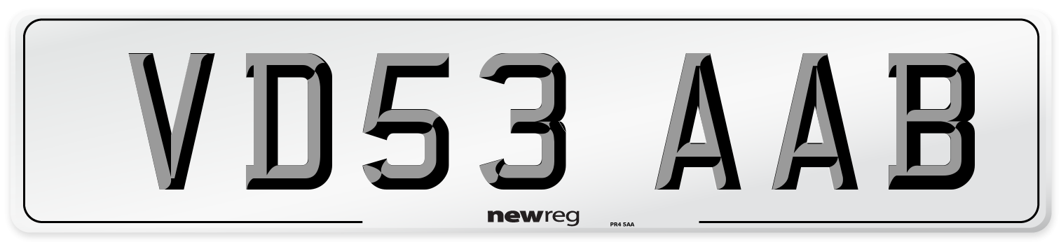 VD53 AAB Number Plate from New Reg